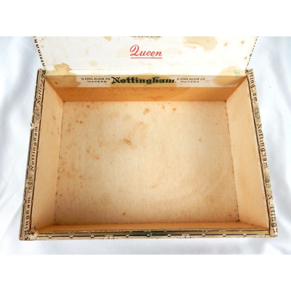 Vintage Nottingham Queens Cigar Box D Emil Klein Co Wood 1930s-40s